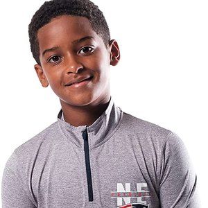 NFL Boys New England Patriot Active Quarter Zip Quick Dry Long Sleeve XL 18-20